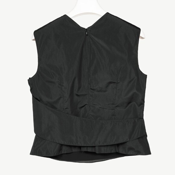 Giorgio Armani Black Silk Taffeta Draped Top - Picture 2 of 9
